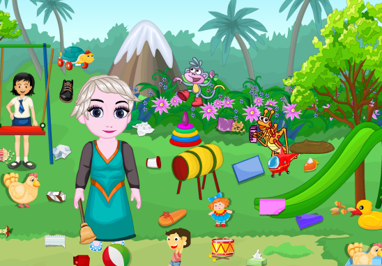 143 cooking games-Little Girl Park Cleaning